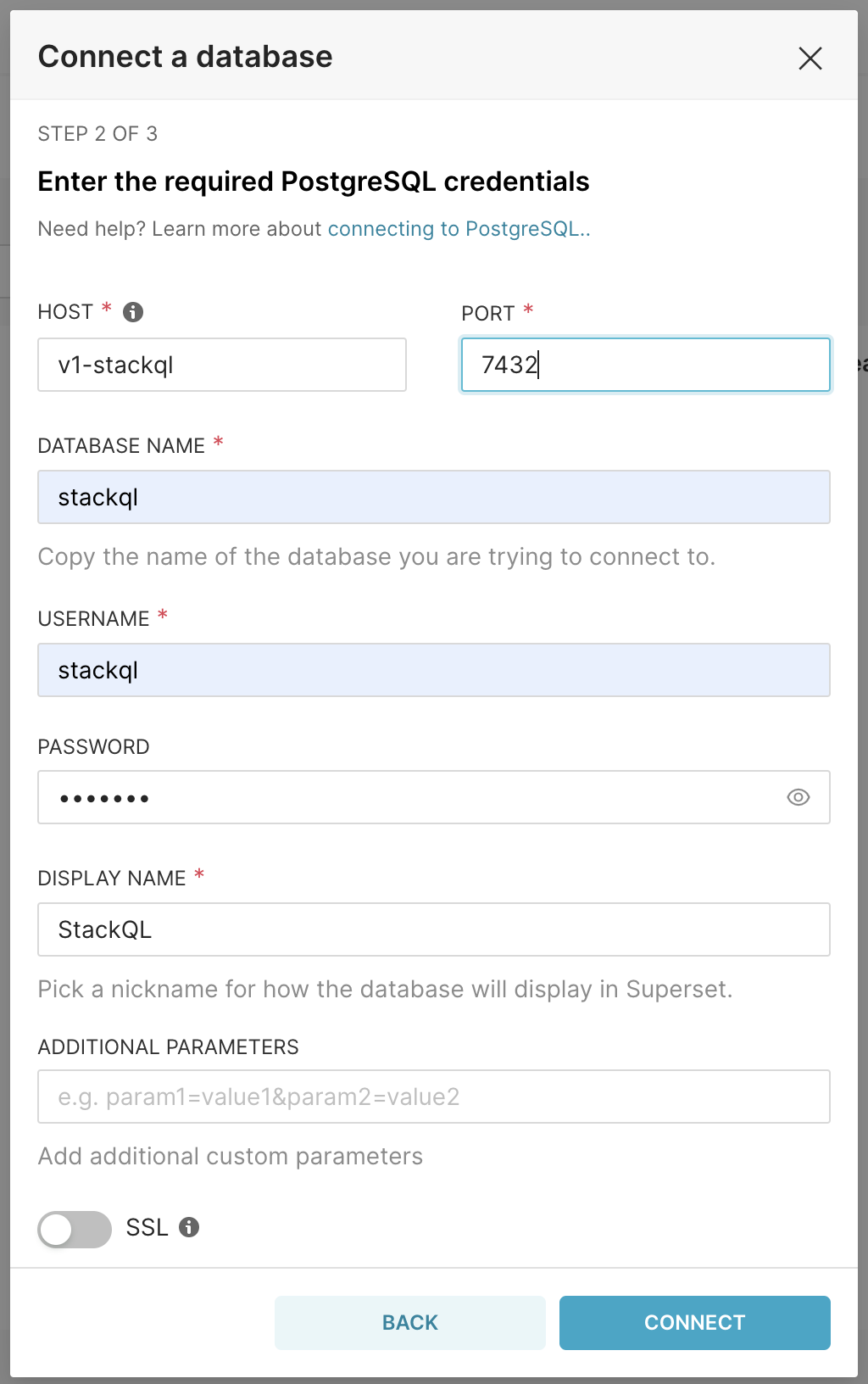 Initial database settings